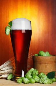 beer with hope and wheat still-life